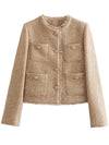 Gabrielle Raw Hem Pocketed Round Neck Jacket