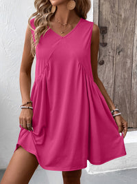 Jordyn Ruched V-Neck Sleeveless Mini Dress