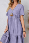 Annalise Full Size Ruched V-Neck Short Sleeve Dress