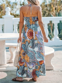 Anna Printed Halter Neck Maxi Dress