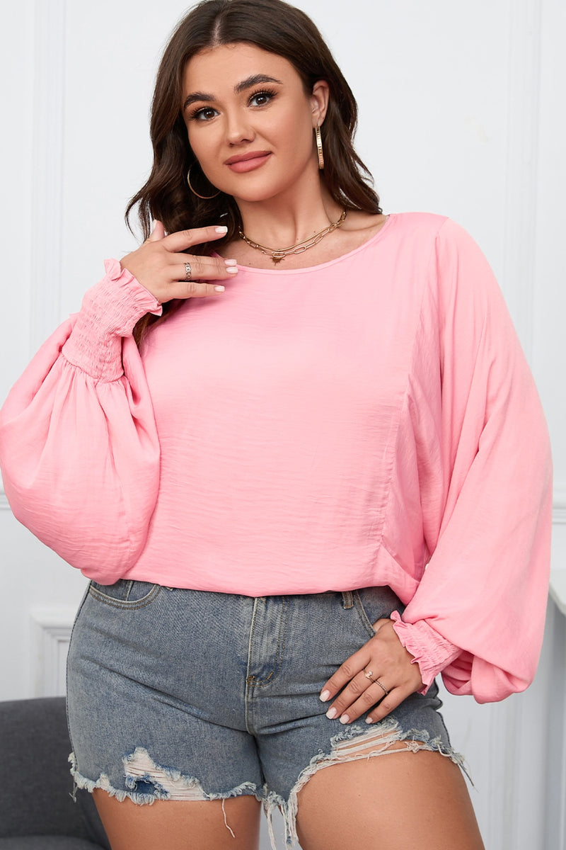 Madilyn Plus Size Lantern Sleeve Dropped Shoulder Blouse