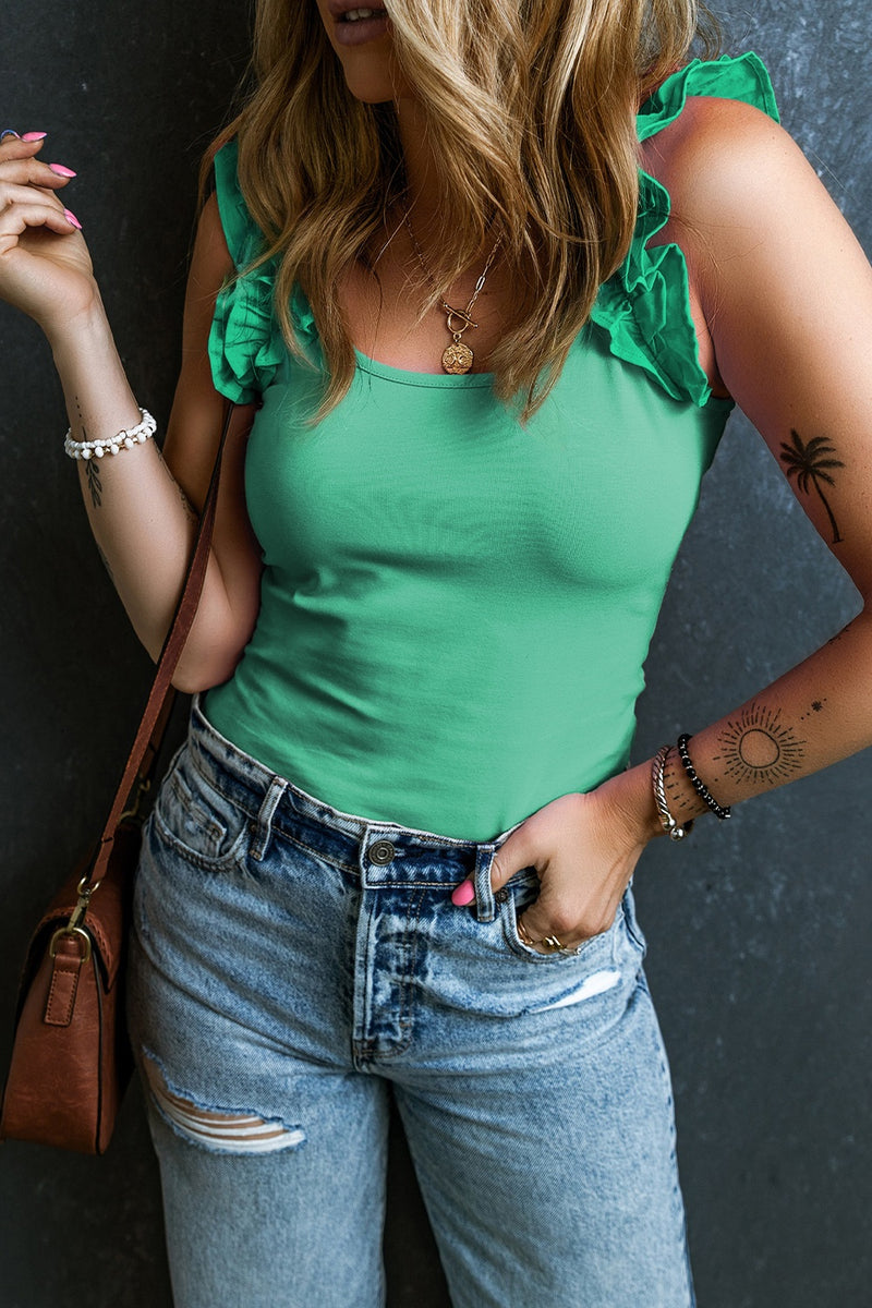 Arlet Ruffled Round Neck Tank