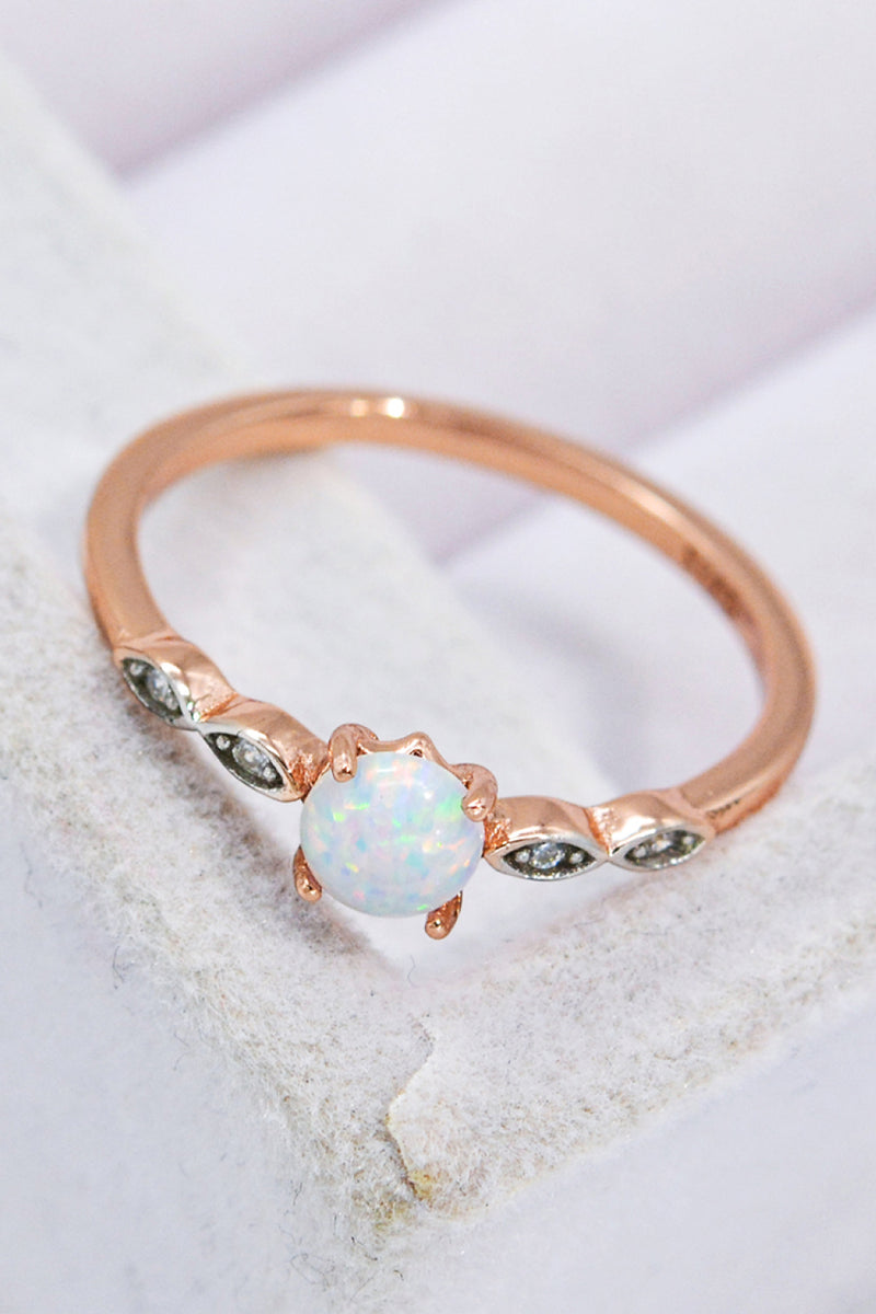 Luciana Opal Contrast Platinum-Plated Ring