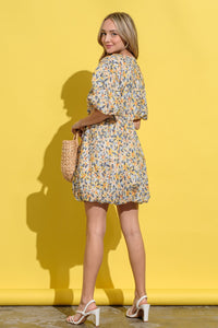 Adalynn Floral Surplice Puff Sleeve Dress