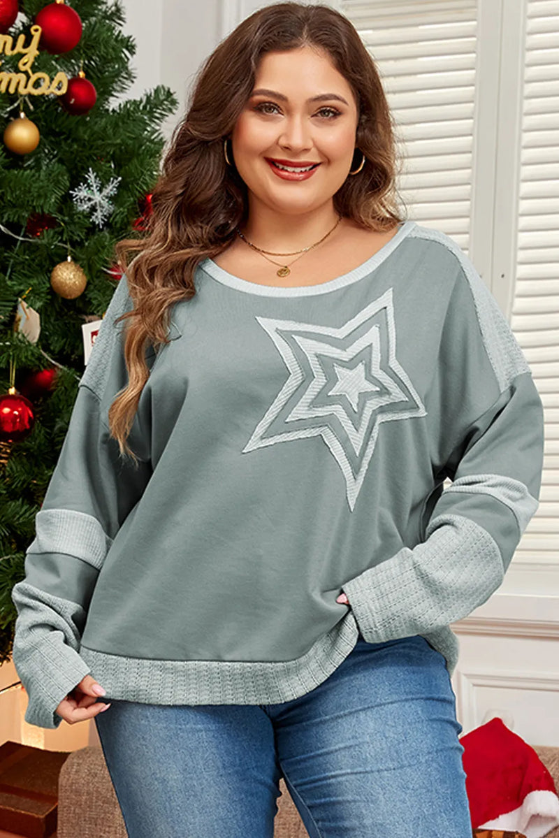 Dorothy Plus Size Star Round Neck Long Sleeve Top