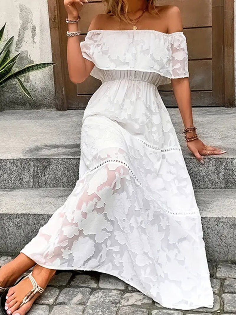 Fiona Off-Shoulder Short Sleeve Maxi Dress