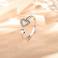 Khaleesi 925 Sterling Silver Inlaid Zircon Heart Open Ring