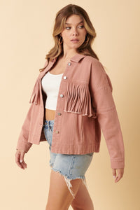 Belen Fringe Detail Cotton Twill Jacket