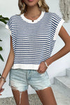 Luisa Striped Round Neck Sweater Vest