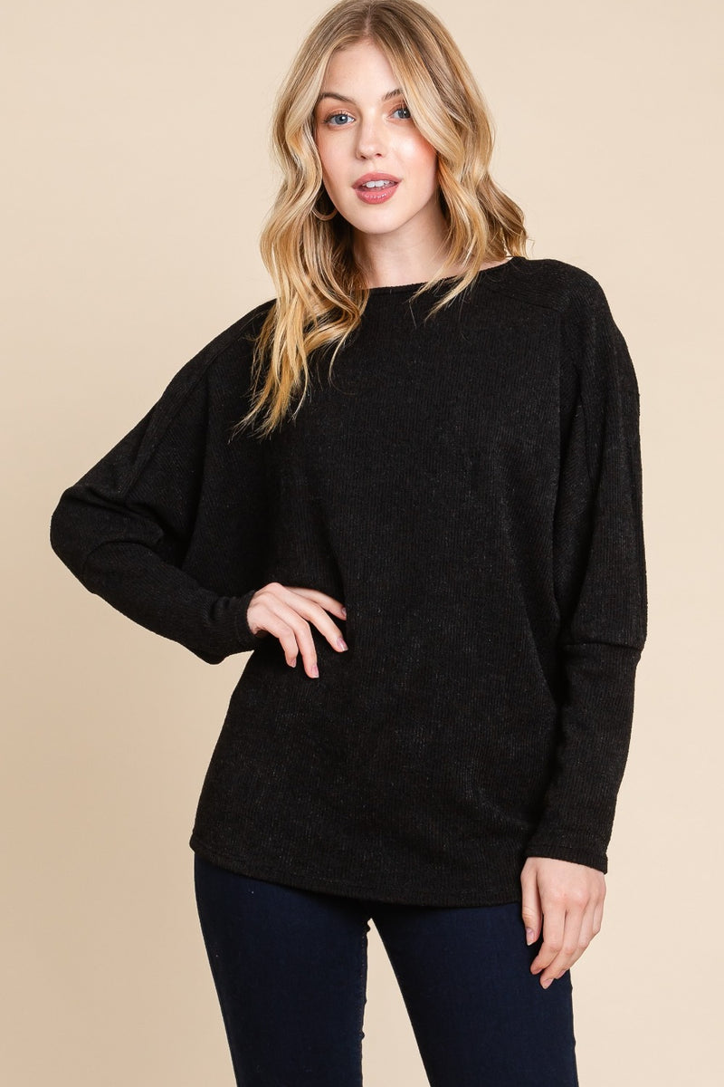 Harmoni Drop Shoulder Long Sleeve Knit Top