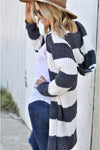 Nylah Contrast Stripes Open Front Long Sleeve Cardigan