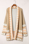 Autumn Geometric Open Front Long Sleeve Cardigan