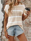 Khalani Striped Round Neck Short Sleeve Knit Top