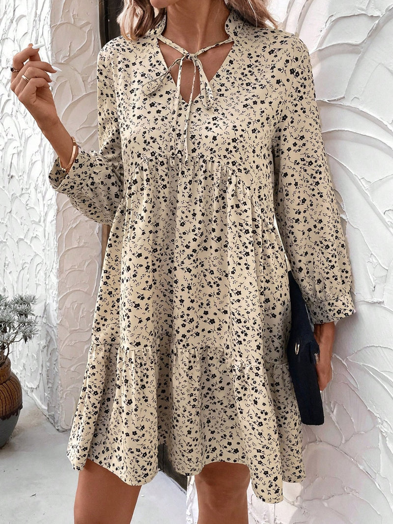 Rayne Tied Printed Long Sleeve Mini Dress