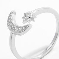 Nellie 925 Sterling Silver Moon Open Ring