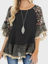 Rosalie Frill Printed Round Neck Half Sleeve Blouse