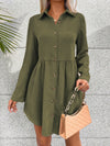 Elisa Button Up Collared Neck Long Sleeve Dress