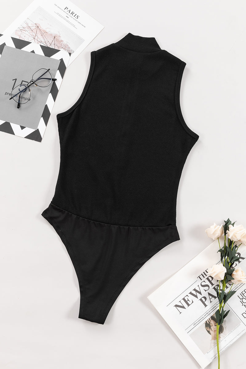 Makayla Zip Up Mock Neck Sleeveless Bodysuit