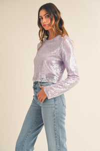 Carolina Shoulder Padded Sequin Crop Top