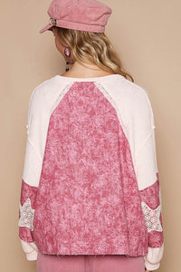 Lilianna Lace Detail Floral Pattern V Neck Top