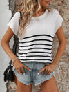 Elaina Striped Round Neck Short Sleeve Knit Top