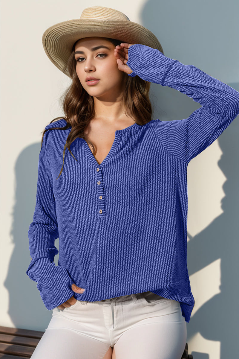 Raegan Notched Thumbhole Long Sleeve T-Shirt