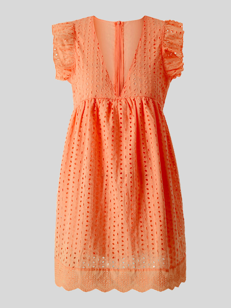 Bianca Ruffled Eyelet Cap Sleeve Mini Dress