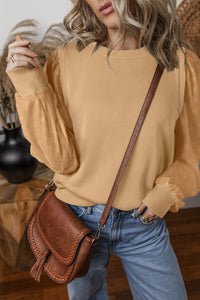 Sadie Eyelet Round Neck Long Sleeve Sweatshirt