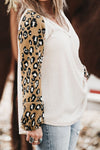 Harley Plus Size Leopard V-Neck Raglan Sleeve Blouse