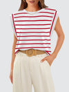 Melissa Striped Round Neck Cap Sleeve T-Shirt