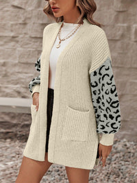 Paris Pocketed Leopard Open Front Cardigan