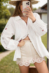 Harley Eyelet Collared Neck Long Sleeve Shirt