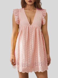 Bianca Ruffled Eyelet Cap Sleeve Mini Dress