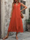 Dani Decorative Button Notched Sleeveless Dress