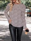 Julia Printed Round Neck Puff Sleeve Blouse