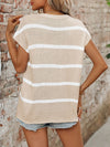 Khalani Striped Round Neck Short Sleeve Knit Top