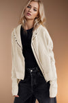 Miley Waffle-Knit Zip Up Long Sleeve Hooded Jacket