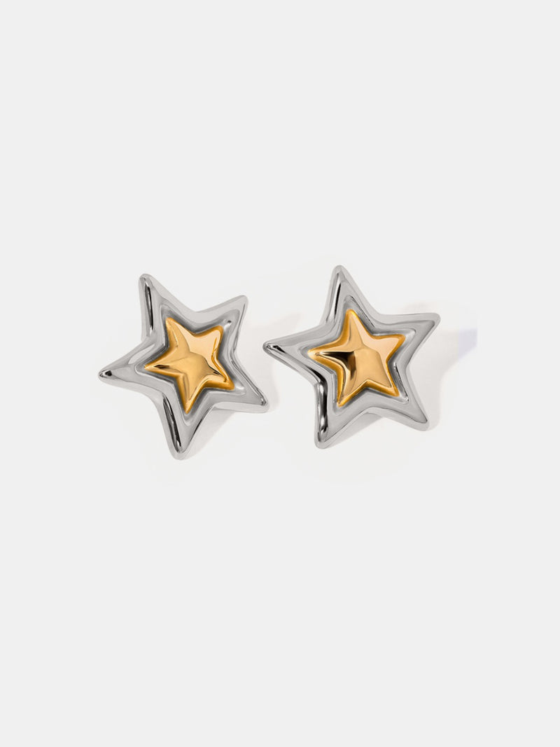 Alondra Stainless Steel Star Stud Earrings