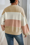 Chelsea Color Block Round Neck Lantern Sleeve Sweater