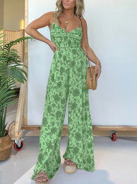 Guinevere Printed Spaghetti Strap Wide Leg Jumpsuit