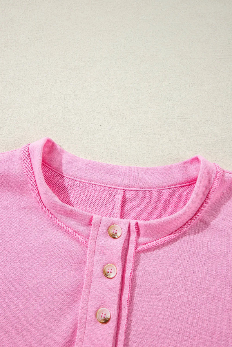 Poppy Half Button Long Sleeve Sweatshirt