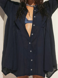 Rosie Button Up Collared Neck Long Sleeve Longline Shirt