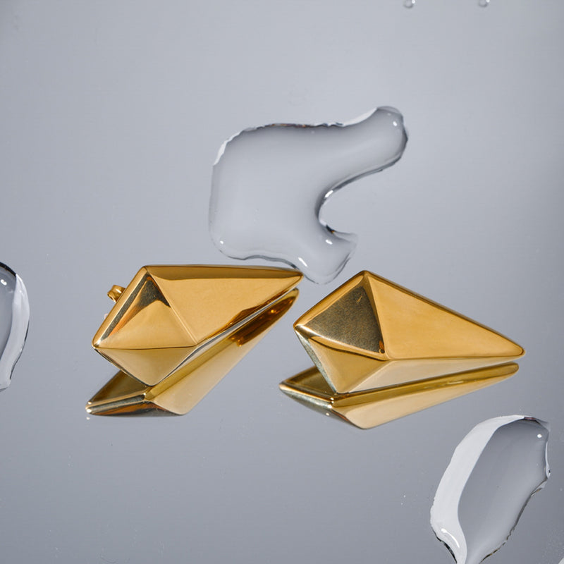 Kora Stainless Steel 18K Gold-Plated Geometric Earrings