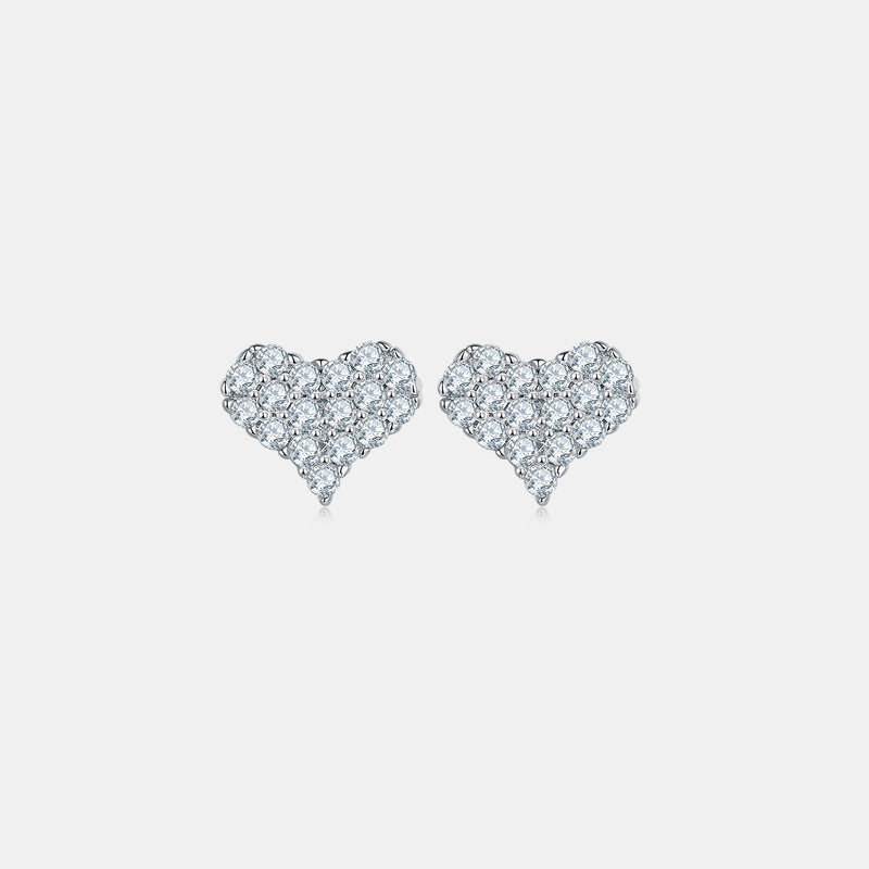 Fatima Moissanite 925 Sterling Silver Heart Stud Earrings