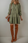 Kenzie Tiered Half Button Balloon Sleeve Dress