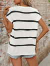 Khalani Striped Round Neck Short Sleeve Knit Top