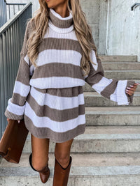 Adalyn Striped Turtleneck Sweater Dress