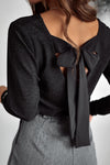 Azalea Tied V-Neck Long Sleeve Blouse