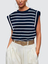 Melissa Striped Round Neck Cap Sleeve T-Shirt