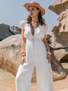 Aaliyah Lace Detail Plunge Cap Sleeve Jumpsuit